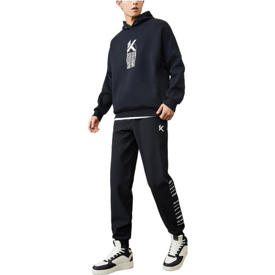 Anta Logo Print Elastic Waist Thickened Cuff Sweatpants Men Bottoms Black 152241308-1
