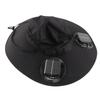 Solar Fan Hat USB Charging and Solar Powered Double Fans Wide Brim Sun Hat for Fishing Beach Black