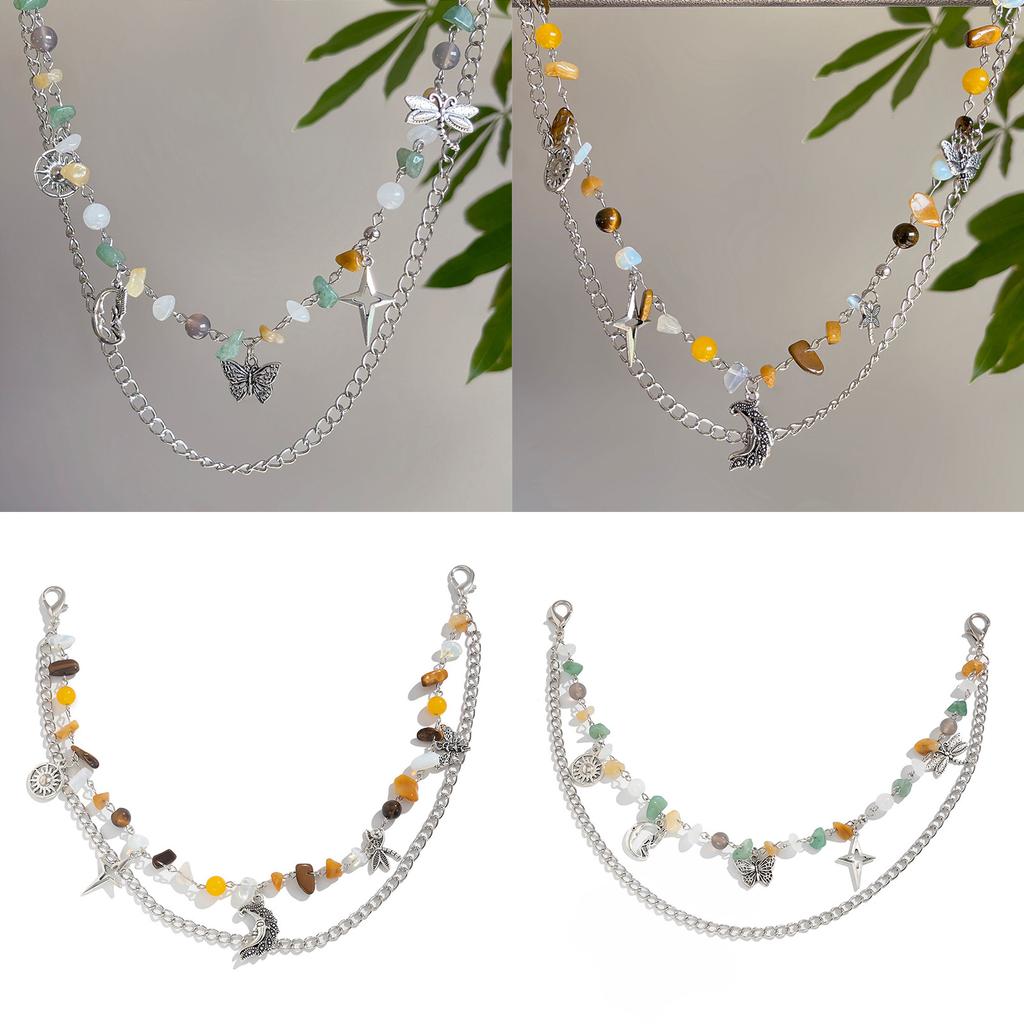 Elegant Dragonflies Butterfly Hanging Ornament Irregular Gravels Chain Bag Decoration Punk Fashion Backpack Accessories