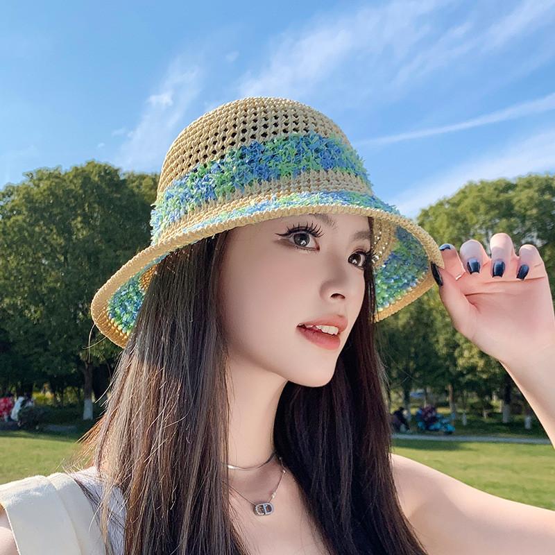 Summer Breathable Straw Hat With Wide Brim And Mesh Design For Beach And Sun Protection