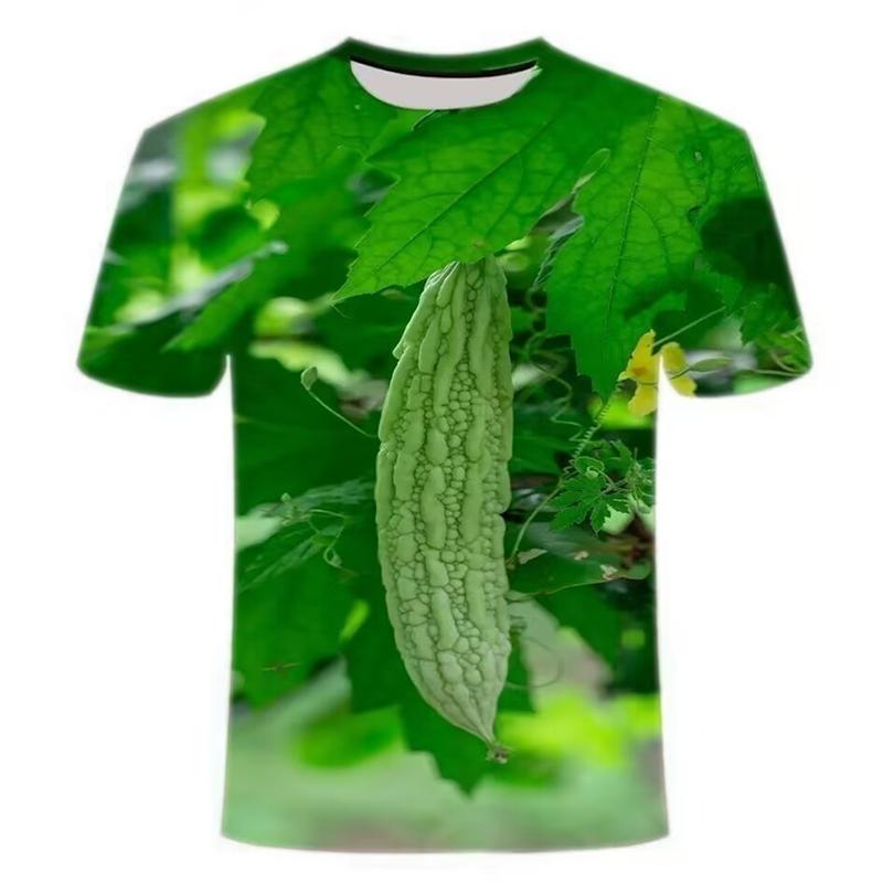 Lustige Gemüse Gurke 3D-Druck Grafik T-Shirts Y2k Herren Designer Kleidung Damen Kinder Persönlichkeit Kreativ Lässig Rundhals Oberteile