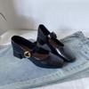 2025 New Buckle Strap Women’s Low Heel Pumps Fashion Square Toe Elegant Dress Comfortable Classic Shallow Office Shoes