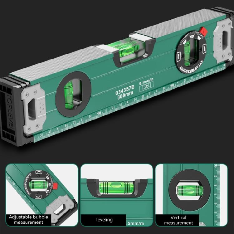 12in/24in Aluminum Ruler Strong Magnetic Ruler 45/90/180 Degree Bubble Measureing Ruler Ruler Tool