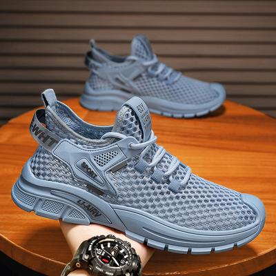 Men's Shoes Summer Mesh Breathable Thin Mesh Shoes Men's Running Soft Sole Light Sports Casual Mesh Hollow Mesh Shoes