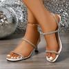 Fashion Women Modern Sandals Crystal Rhinestone Shoes for Women 2025 Summer New Heels Women Thin Heels Outwear Fashion Party Sandals