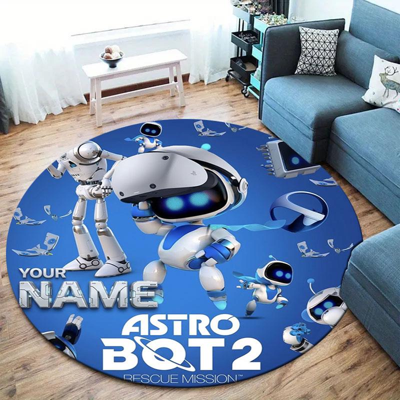 ASTRO BOT Custom Name Round Area Rug,Carpet Rug for Living Room Bedroom Sofa Playroom Decor,Non-slip Floor Mat