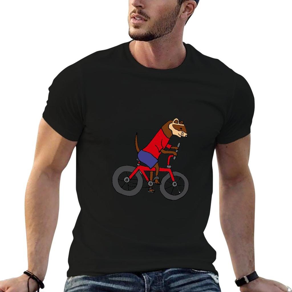Funny Ferret Riding Bicycle Art Tshirt Unisex T Shirts Graphic Essential T Shirt Tshirt