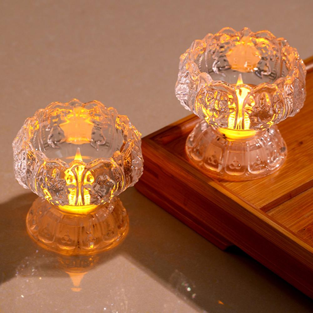 7/8cm Clear Lotus LED Candle Light Electric Flameless Simulation Candle Home Bedroom Anniversary Wedding Christmas Party Decor