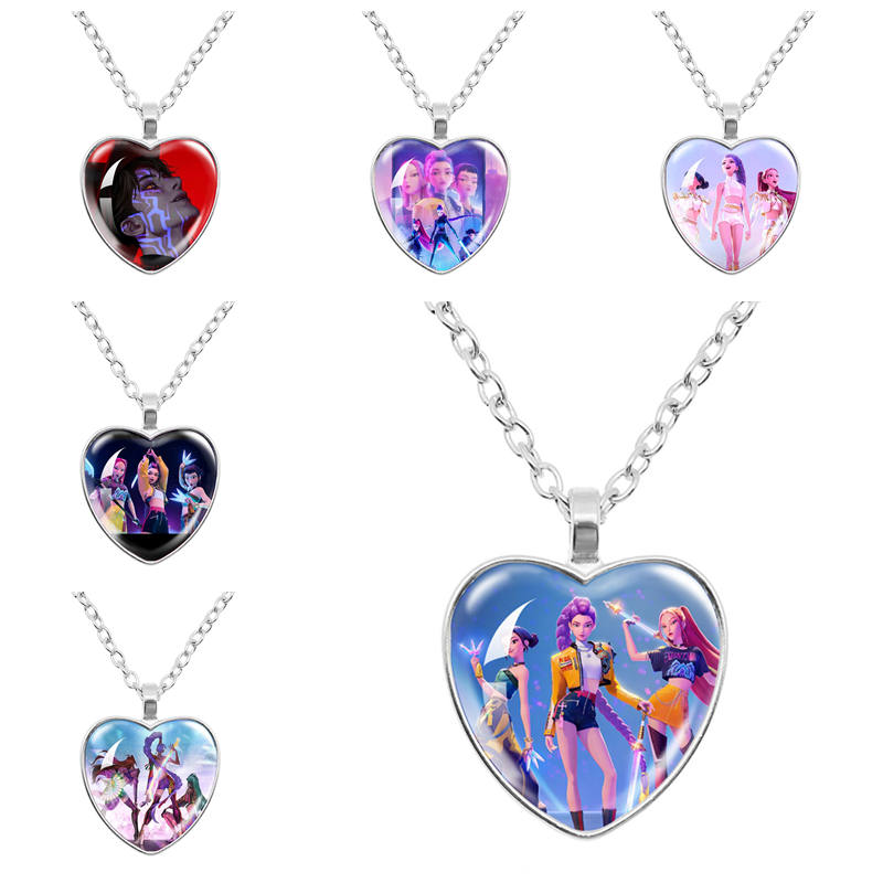 Kpop Demon Character Necklace Hunter Huntrix Cartoon Hanging Pendants Necklace for Fans Gifts Saja Band Fan Bracelet Gifts