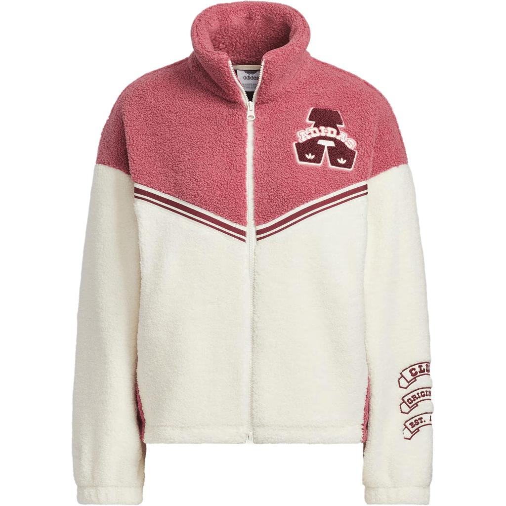 Adidas Originals Collegiate Jacket Series Color Block Outdoor Casual Sports Zip-Up Stand Collar Jacket Women Jackets Deep-Pink Cream JD6370