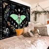 1pc Moon Moth with Phases and Floral Tapestry  Mystical Night Sky Wall Hanging Decor for Bohemian Home Mystical Bohemian Decor