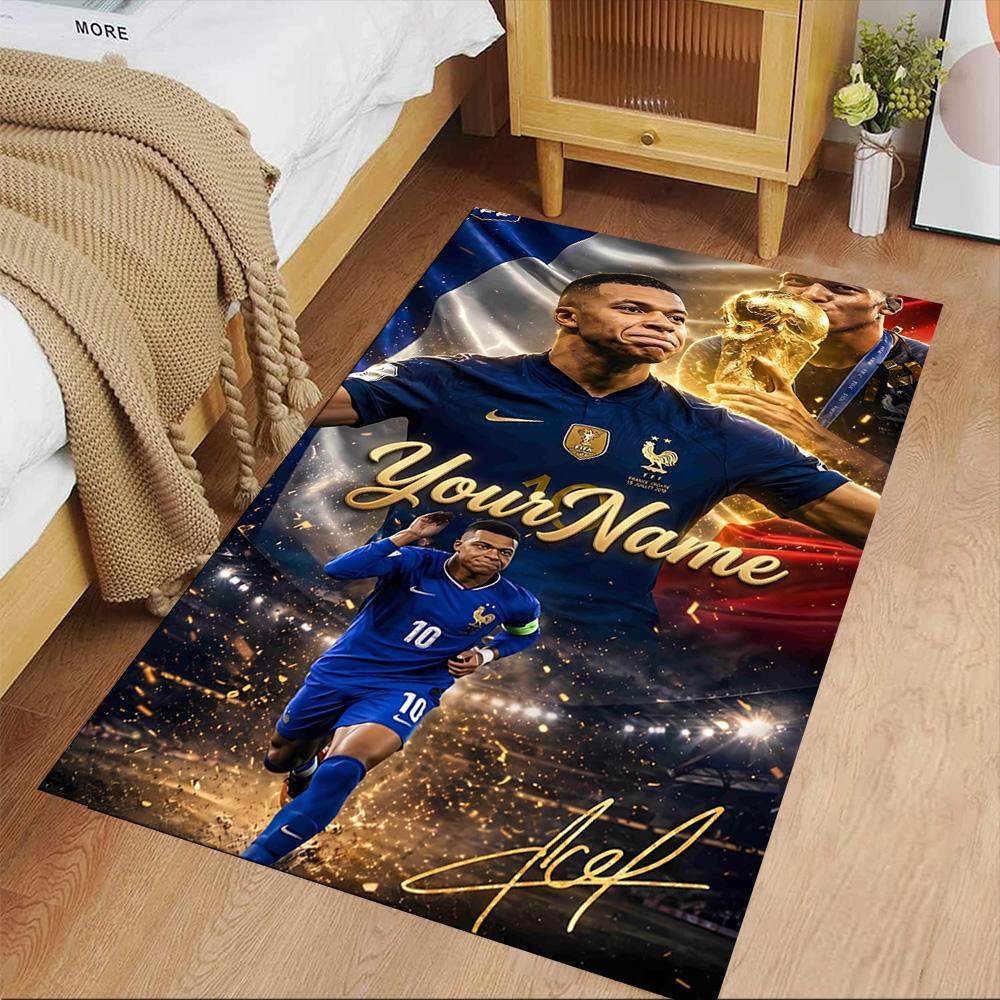 Mbappe Customized Name Carpet Suitable for Game Room Study Room Balcony Dormitory Anti-slip Rug Office Home Decor Perfect Gift for Women/Men
