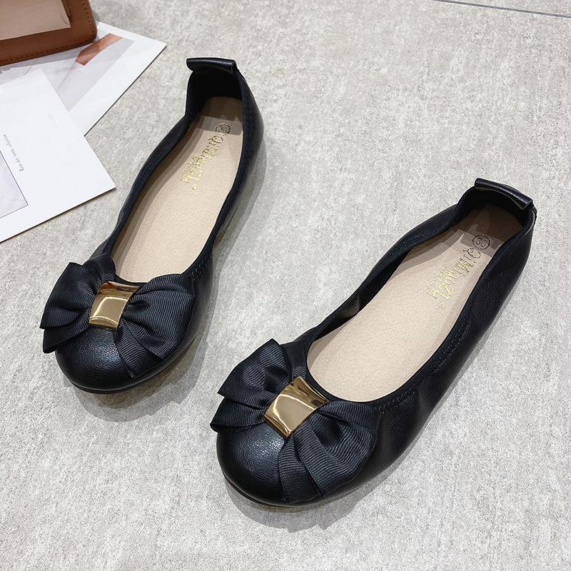 

2025 Весна Літо Балетки Жіночі Однотонні Туфлі Плоскі Елегантні Жіночі Брендові Туфлі М які Зручні Великого Розміру 42 35 чорний