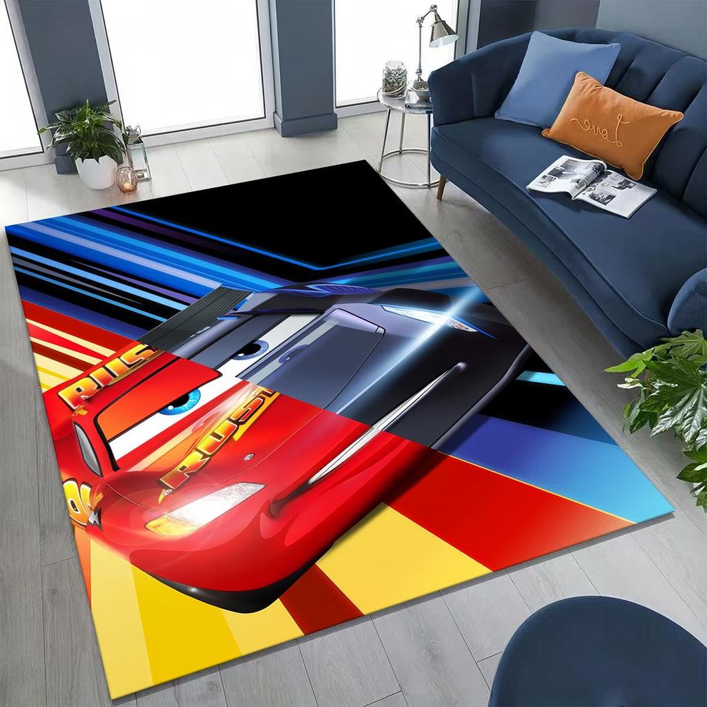 3D Lightning McQueen Cars Cartoon Rug for Bedroom Living Room Sofa Home Doormat Decor, Large Kids Play Non-slip Floor Mat Gift