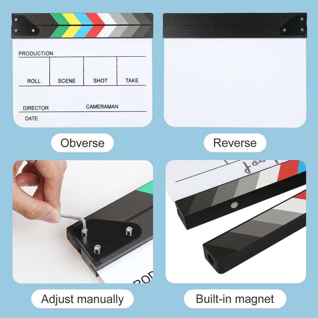 Acrylic Striped Movie Clapperboard Photography Prop