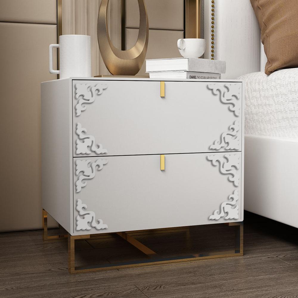 8pcs Furniture Decoration Mirror Sticker 3D Wallsticker Acrylic Self-adhesive Mirror Gold Sliver Sticker Cabinet Corner Decor