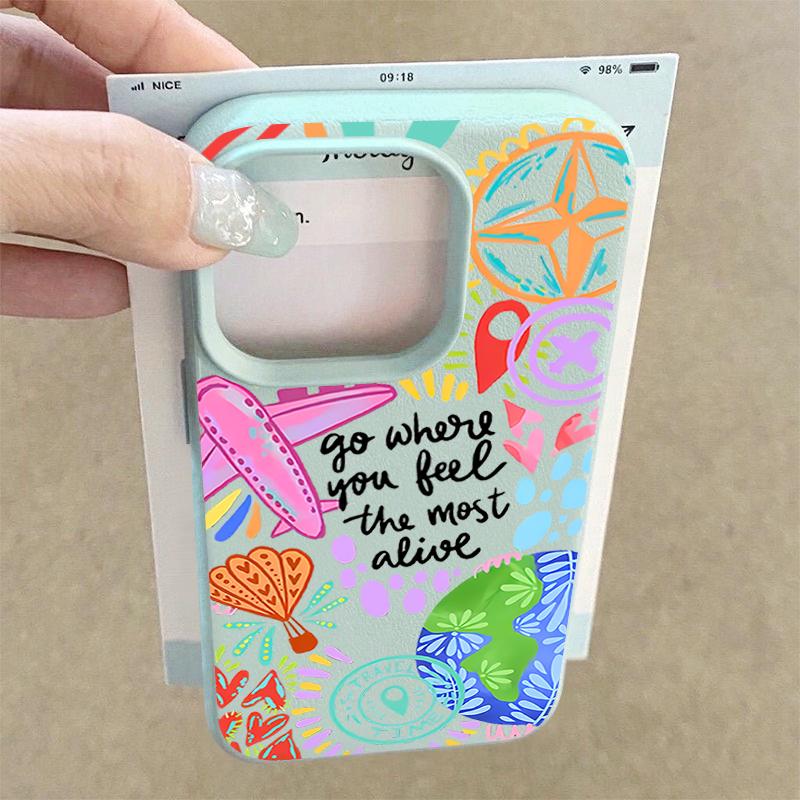 For iPhone 17 Pro Max Case Luxury Cartoon Fire Balloon Pattern Leather Texture Silicone Cover For iPhone 16 Pro Max 15 14 13 12 11 16E Air