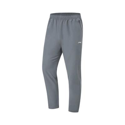 Li Ning Fitness Series Solid Color Mid Waist Comfortable Breathable Versatile Straight Leg Sports Pants Men Pants Shadow-Gray AYKU169-3