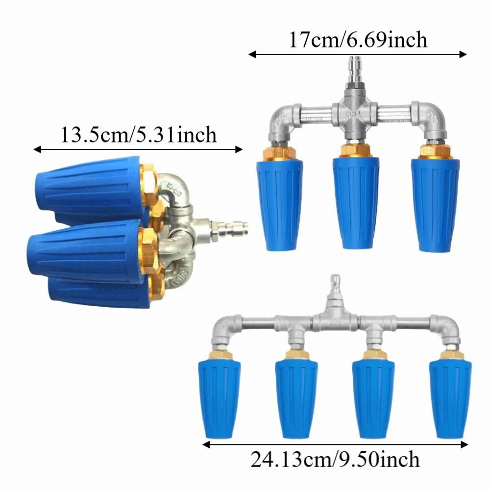1/4 Inch Quick Connector Turbo Nozzle 360-Degree Rotation Triple Turbine Nozzle  Lawn