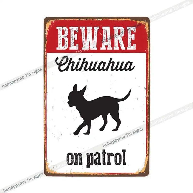 Retro Metal Sign German Shepherd Patrol Warning Decorative Plate for Home Wall 20x30cm