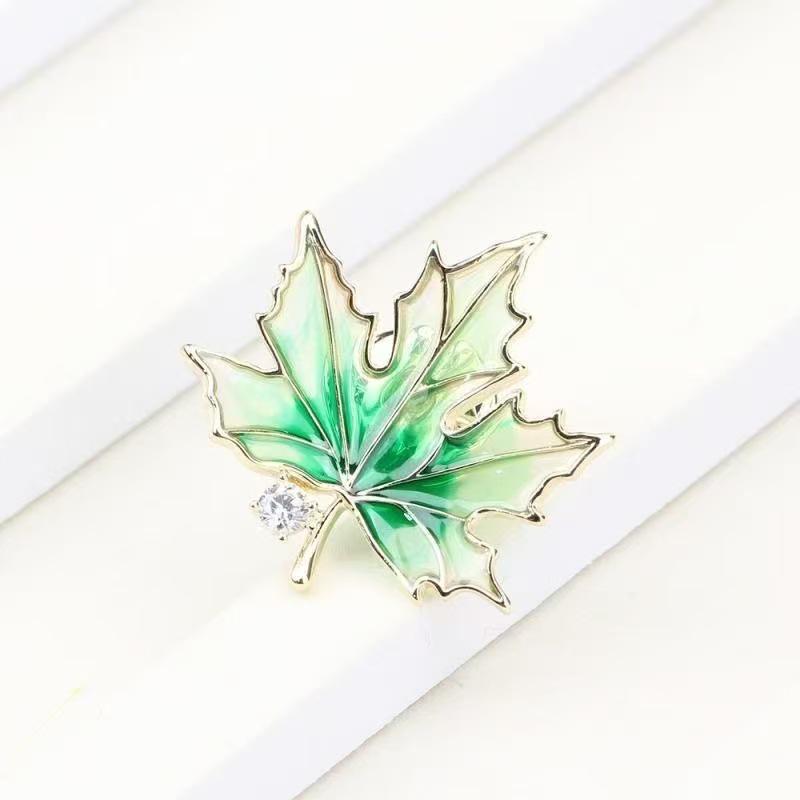 Autumn-Winter Zircon Maple Leaf Brooch for Women's Clothing - Elegant Pin Accessory