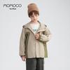 MOMOCO Boy's 2025 Autumn Outdoor Hooded Windbreaker Jacket