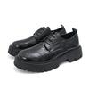 Fashion Retro Checkered Derby Shoes Man Platform Leather Casual Shoes For Men Big Size Lace Up Thick Bottom Heightening Business Shoes