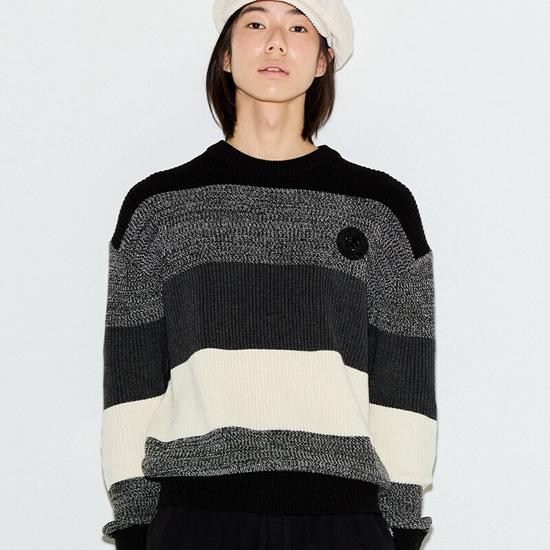 

Striped Crewneck Knit Sweater M