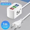 Fast USB Charger 6 In 1 Power Strip Desktop Charging Station Fast Charging 1m Cord USB HUB Adapter Socket for iPhone 16 Home