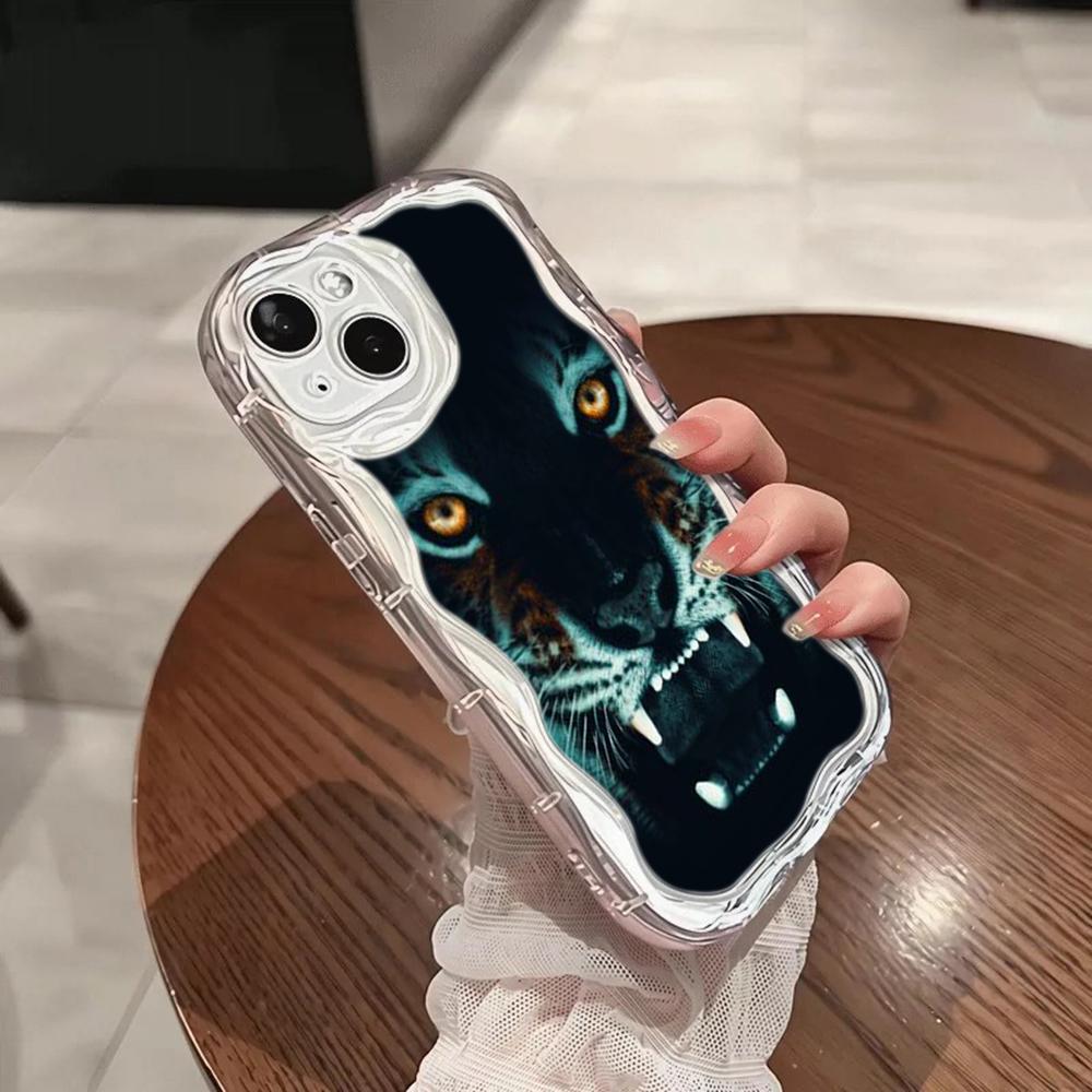 N96 Tiger Eyes Design Soft Wavy Phone Cases for Samsung A54 A34 A13 A14 S23 S24 Ultra Xiaomi Redmi Note 13 12C Realme Infinix Protective Bumper Cover