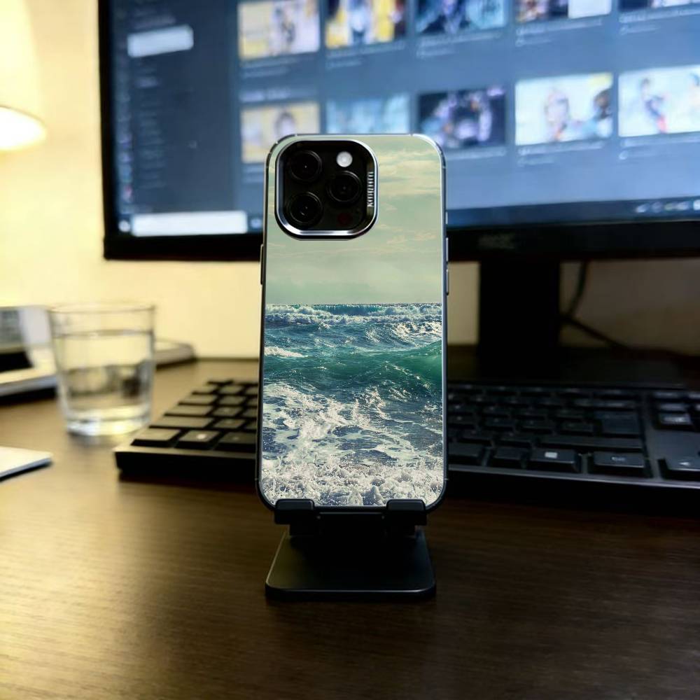 Marine landscape Phone Case For iPhone 17,16,15,14,13,12,11 Plus,Pro Max,XS,Colorful Silver Phone case Funda Cover