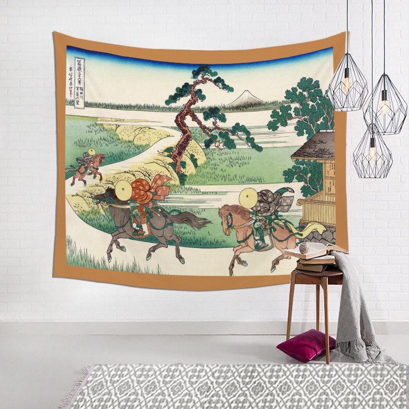 Japanese Style Izakaya Kanagawa Ukiyoe Tapestry Traditional Cartoon Wall Decor for Tattoo Studio Background Art