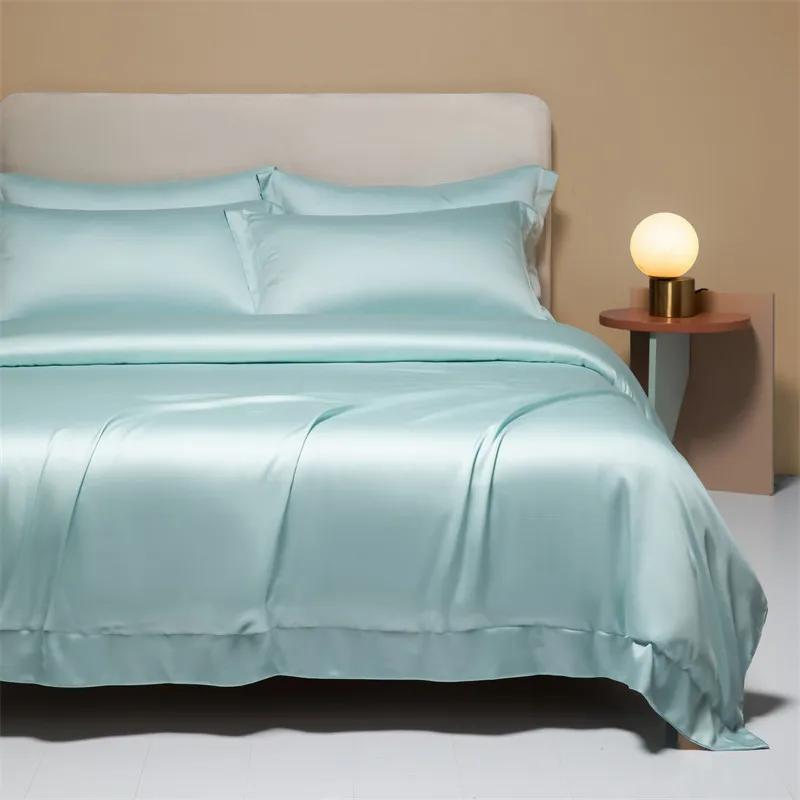 High-End 120S Natural Fabric Bedding Sets Summer Cooling Ice Silk Fitted Sheet Set Skin Friendly Comfortable Bedclothes For Home
