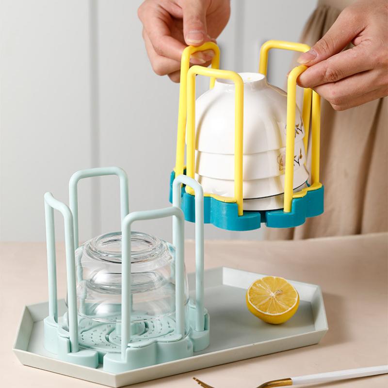 Multifunctional Kitchen Sink Dish Rack with Expandable Draining Tray and Rotating Basket