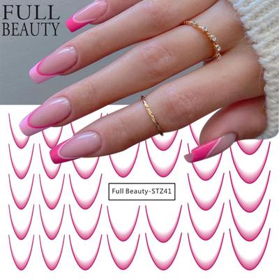 8 Blatt/SET Französisch Nagel Aufkleber Liner Nail Art Aufkleber bunte Slider Maniküre Dekor