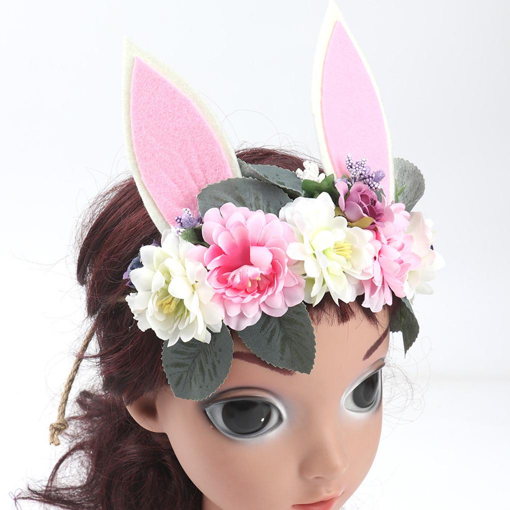 Headwear Garland Rabbit Ears Floral Flower Hair Accessories Baby Girl Headband