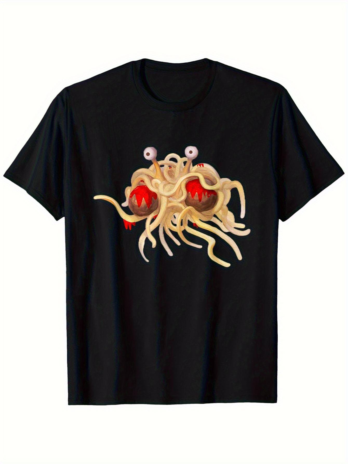 

FSM Funny Flying Spaghetti Monster Atheist T-Shirt - Men S Creative Short Sleeve with Humorous Design XXL