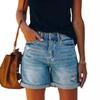 Streetstyle-Denimshorts mit ausgefranstem Saum und geradem Bein