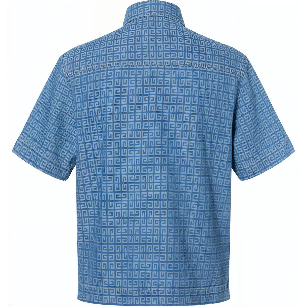 Givenchy Short Sleeve Boxy Fit Denim Shirt BM60WZ50P9-452