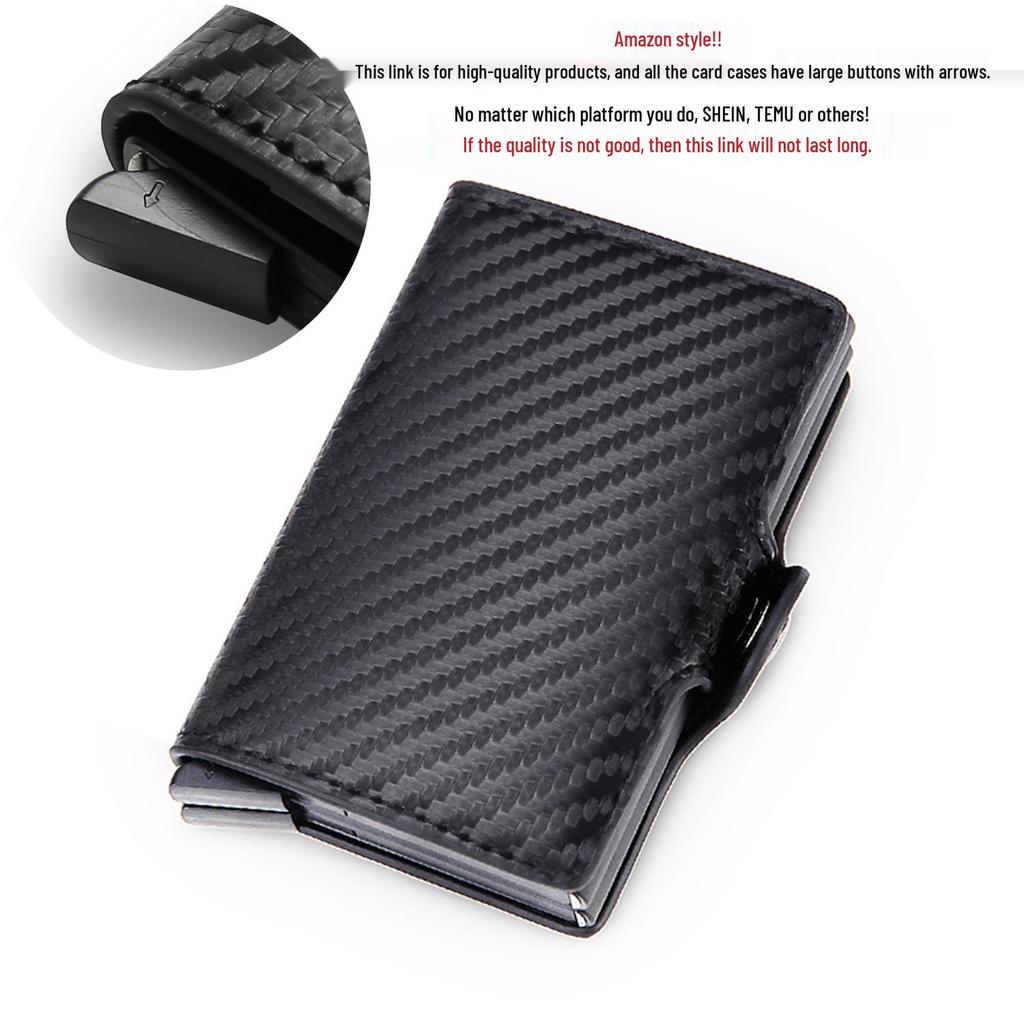Men's Carbon Fiber RFID Anti-Theft Double Layer Metal Card Holder Wallet
