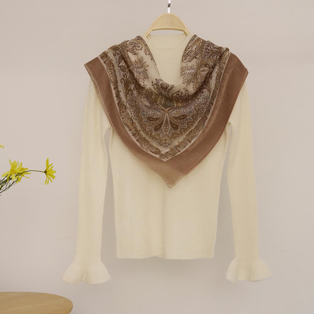 Water-Soluble Cashmere Scarf: Lightweight Square Shawl for Summer & Air-Conditioned Comfort