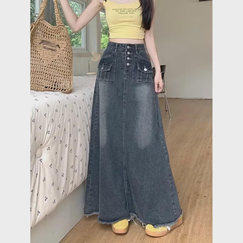 Damen-Retro-Jeansrock in A-Linie mit hoher Taille – Herbstkollektion 2025