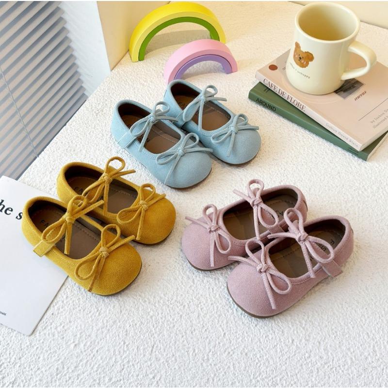 Kids Moccasins Double Bows Girls Princess Shoes Candy Soild Color Round Toes 2025 New Children Dance Shoes Performance Soft Sole