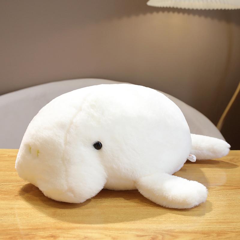 Wucifang Bags Unisex Light Grey Kawaii Manatee Plush Toy Cute Anime Dugong Stuffed Doll Lifelike Sea Cow Simulation Soft Plushie Gift