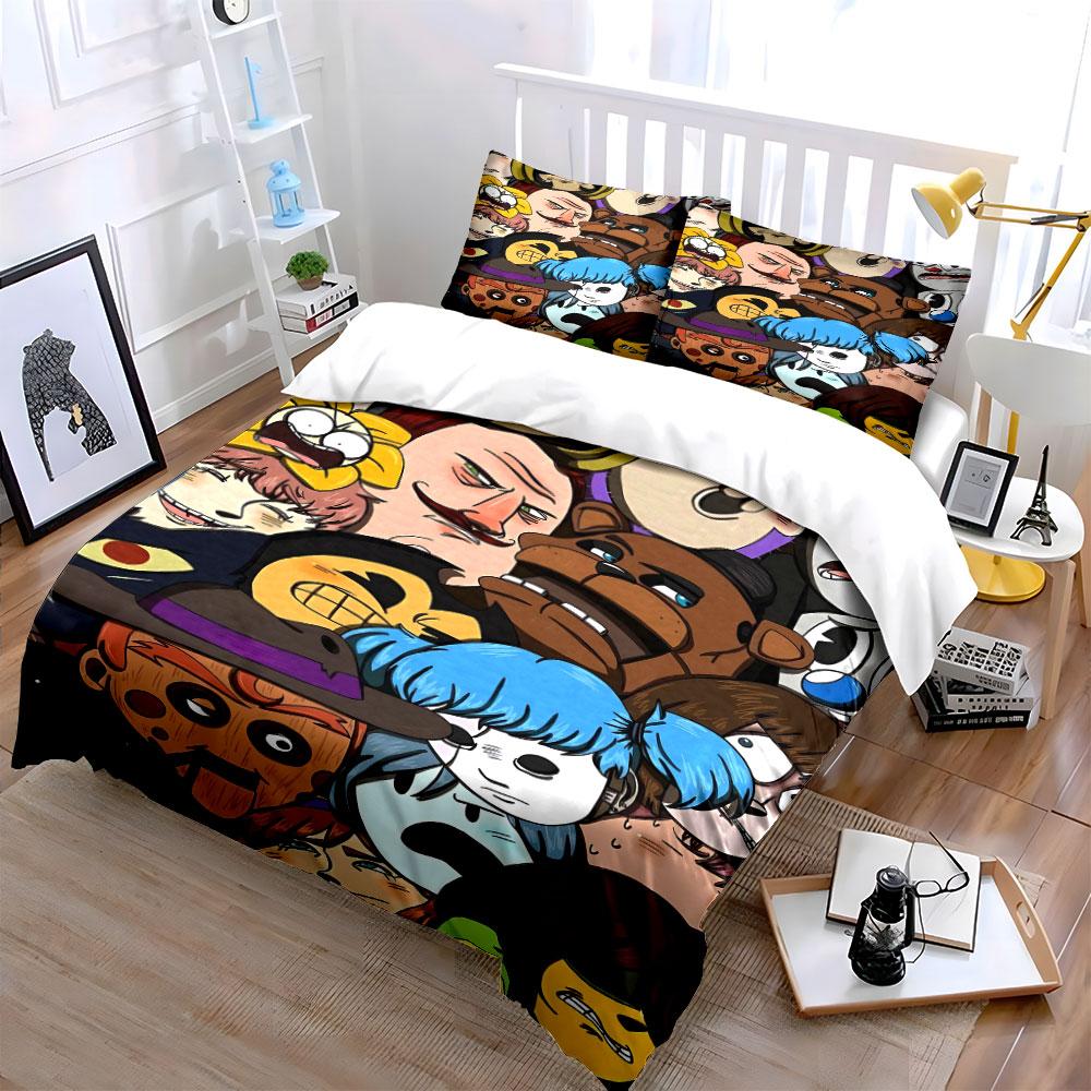 Cartoon faces, animals, emojis. Bedding sets Duvet cover sets Duvet covers Pillowcases(1 * Duvet Cover 2 * Pillowcases without duvet insert)