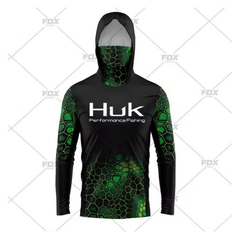 HUK Tuta da Pesca con Cappuccio e Maschera per Sport all'Aperto Leggera Protezione Solare Maniche Lunghe Luya