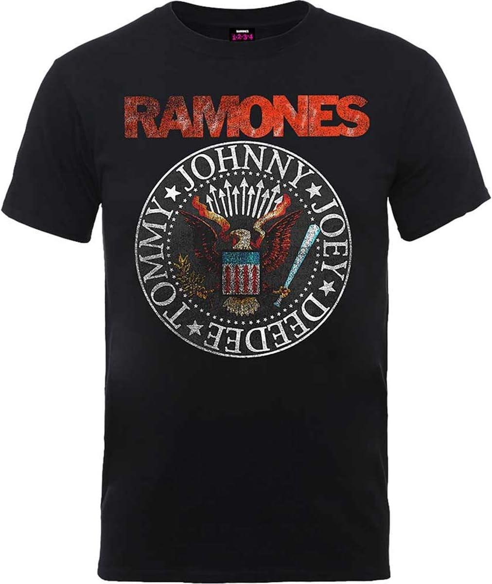 Мужская футболка Ramones Винтажная с печатью орла Приталенная Средняя Черная S