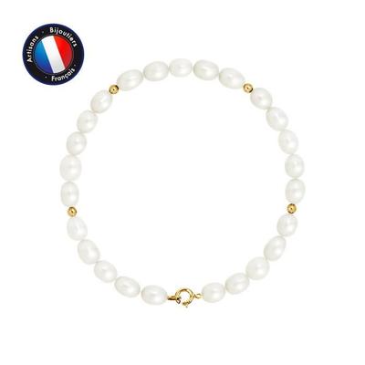 Armband - - Echte Zuchtperle 4-5 mm - Gelbgold - Länge 18 cm - AAA+ Qualität