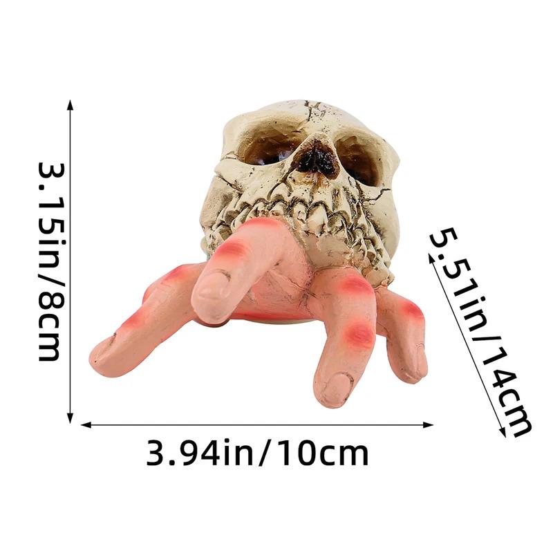 Resin 3D Skull Sculpture Ornament - Hand-Painted Realistic Halloween Decor, Perfect for Home/Office Parties & Table Decor