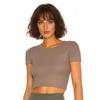 Lulu Women's Quick-Drying Yoga Top with Chest Pads for Pilates, Running & Fitness - Sexy Short Sleeve Design